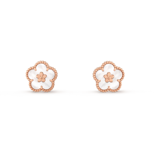 [Glow Jewelry]LUCKY PINK GOLD WHITE MOP EARRINGS
