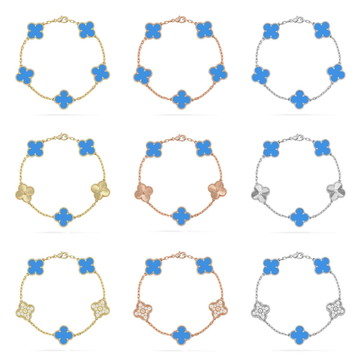 [Glow Jewelry]New CLOVER 5 MOTIF BLUE AGATE BRACELET COLLECTION