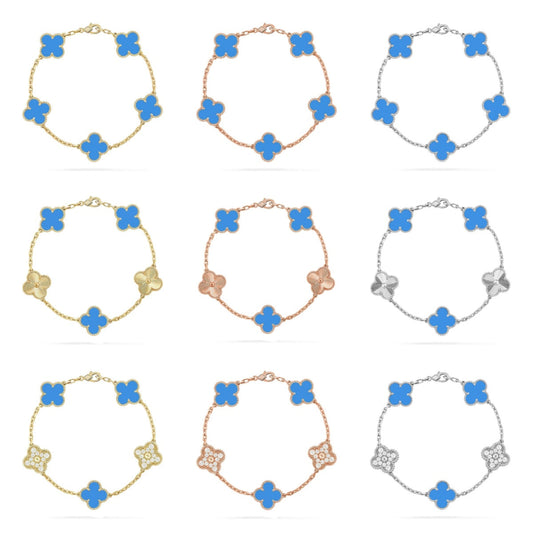 [Glow Jewelry]New CLOVER 5 MOTIF BLUE AGATE BRACELET COLLECTION