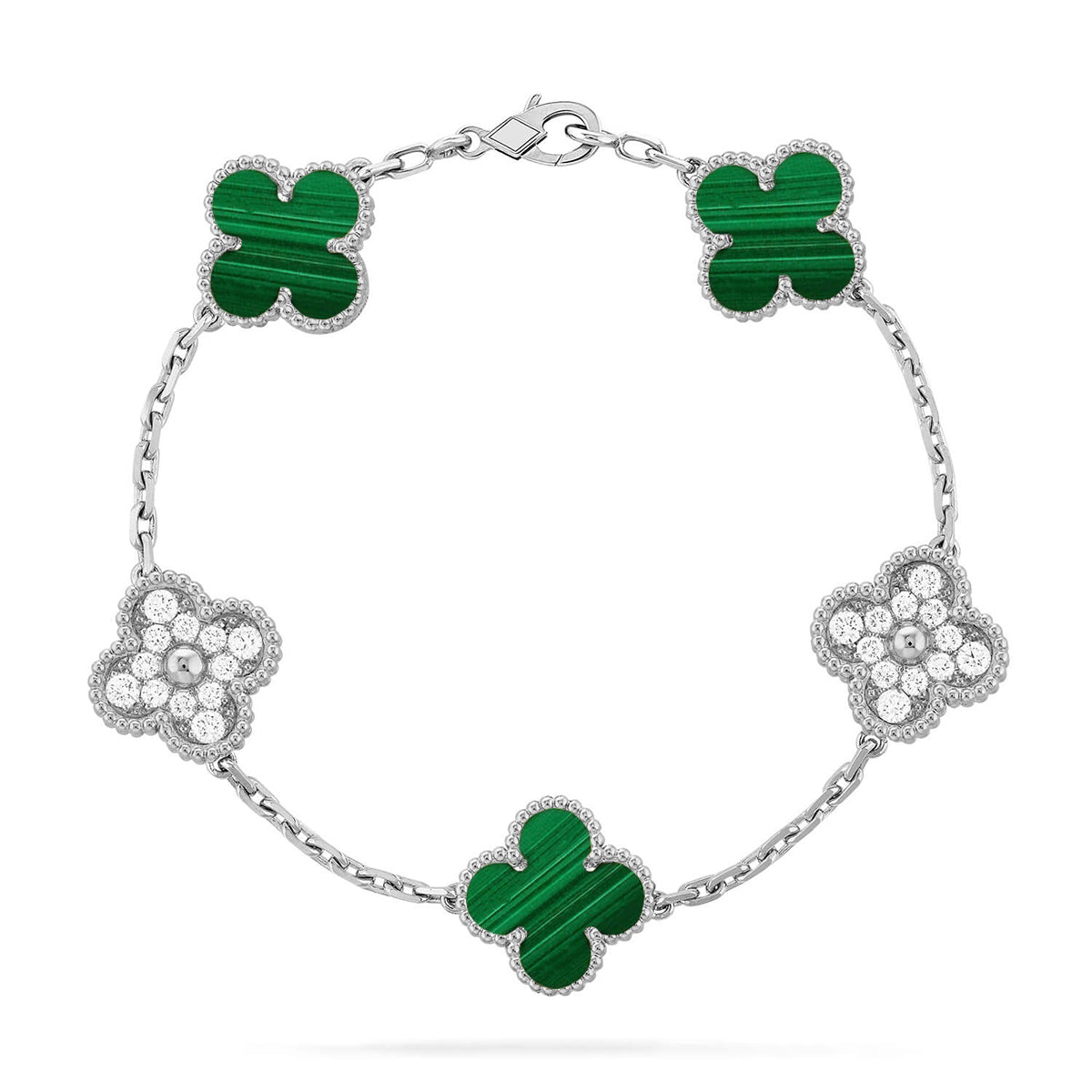[Glow Jewelry]New  CLOVER 5 MOTIF MALACHITE BRACELET COLLECTION