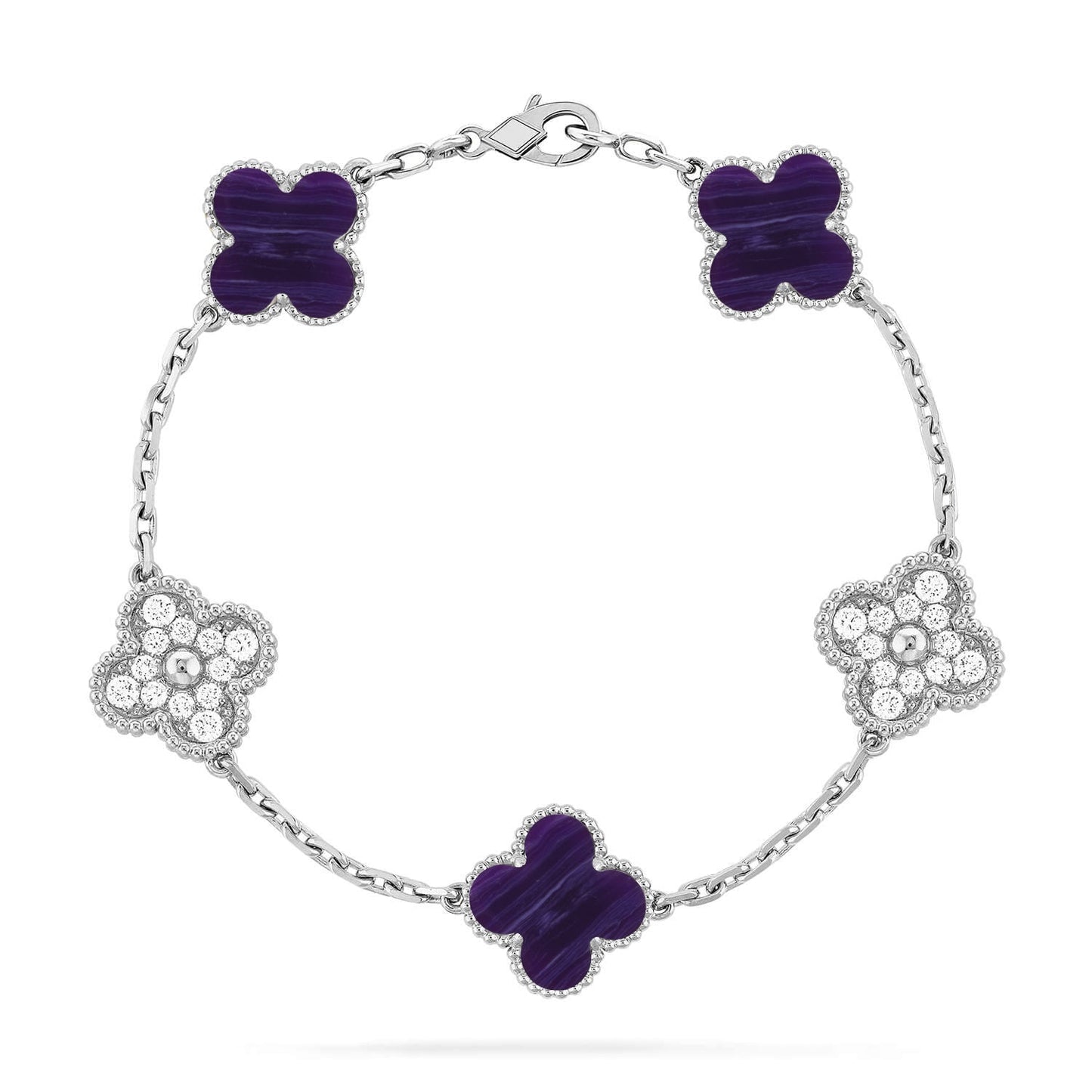 [Glow Jewelry]New CLOVER 5 MOTIF PURPLE STRIPES BRACELET COLLECTION