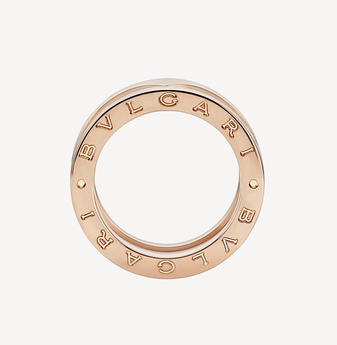 [Glow Jewelry]ZERO 1 TWO-BAND LOOPS AND WHITE CERAMIC SPIRAL PINK GOLD RING