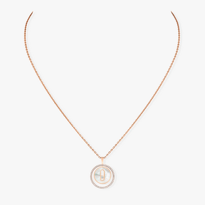 [Glow Jewelry]LUCKY MOVE 1 DIAMOND WHITE MOTHER OF PEARL PINK GOLD DIAMOND NECKLACE