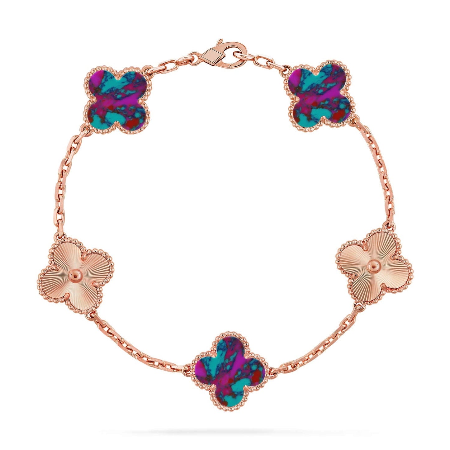 [Glow Jewelry]New CLOVER 5 MOTIF COLOR GEMSTONES BRACELET COLLECTION
