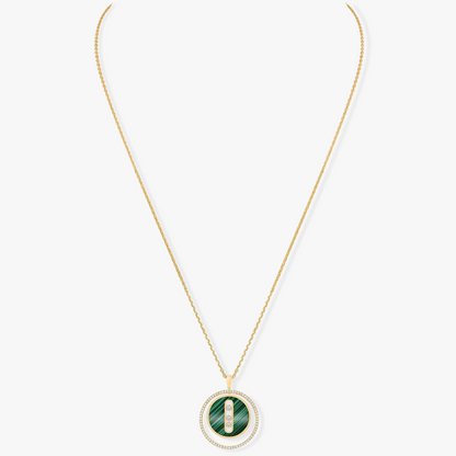 [Glow Jewelry]LUCKY MOVE 3 DIAMOND MALACHITE GOLD DIAMOND NECKLACE
