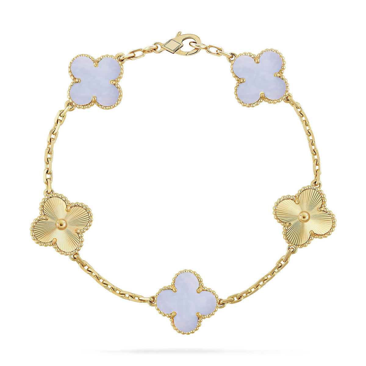 [Glow Jewelry]New  CLOVER 5 MOTIF PURPLE CHALCEDONY BRACELET COLLECTION