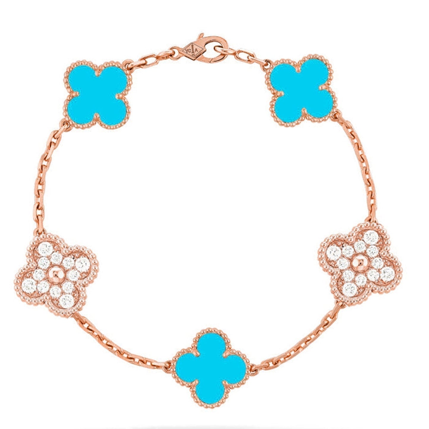 [Glow Jewelry] CLOVER 5 MOTIF TURQUOISE BRACELET COLLECTION