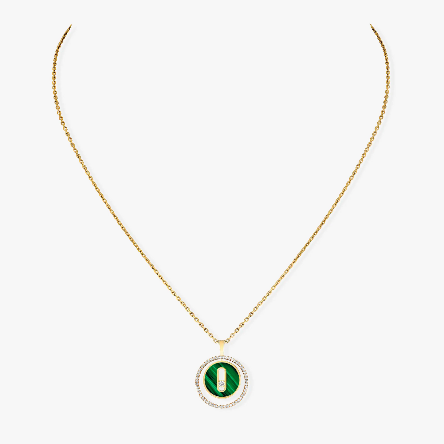 [Glow Jewelry]LUCKY MOVE 1 DIAMOND MALACHITE GOLD DIAMOND NECKLACE