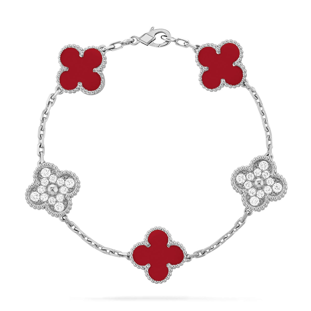 [Glow Jewelry]New  CLOVER 5 MOTIF RED CORNELIAN BRACELET COLLECTION
