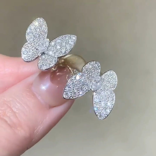 ¡®Glow Jewelry¡¯TWIN SILVER BUTTERFLY DIAMOND RING