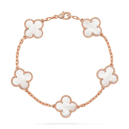 [Glow Jewelry]New CLOVER WHITE PEARL MOP 5 MOTIF BRACELET COLLECTION
