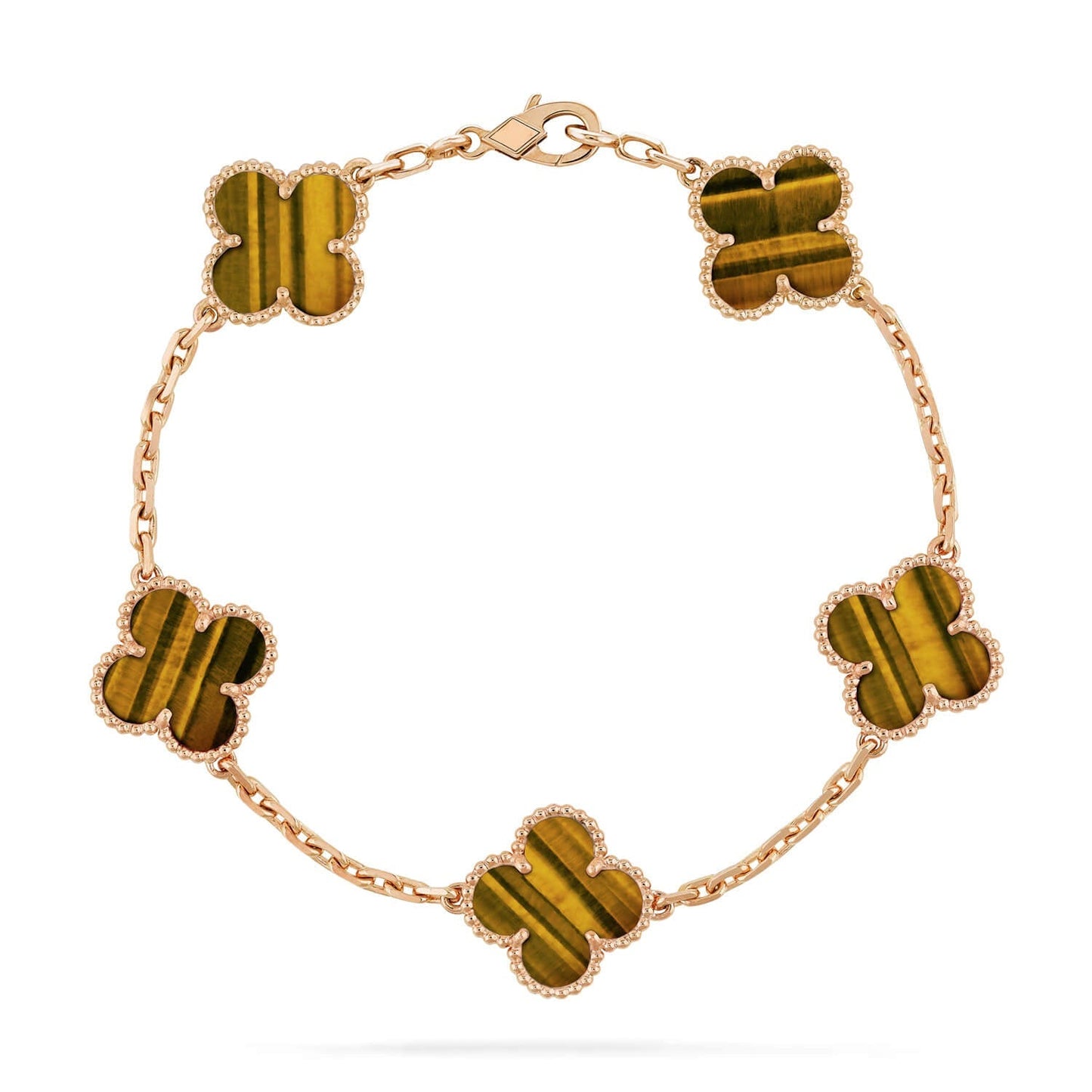 [Glow Jewelry]New  CLOVER 5 MOTIFS TIGER EYE BRACELET COLLECTION