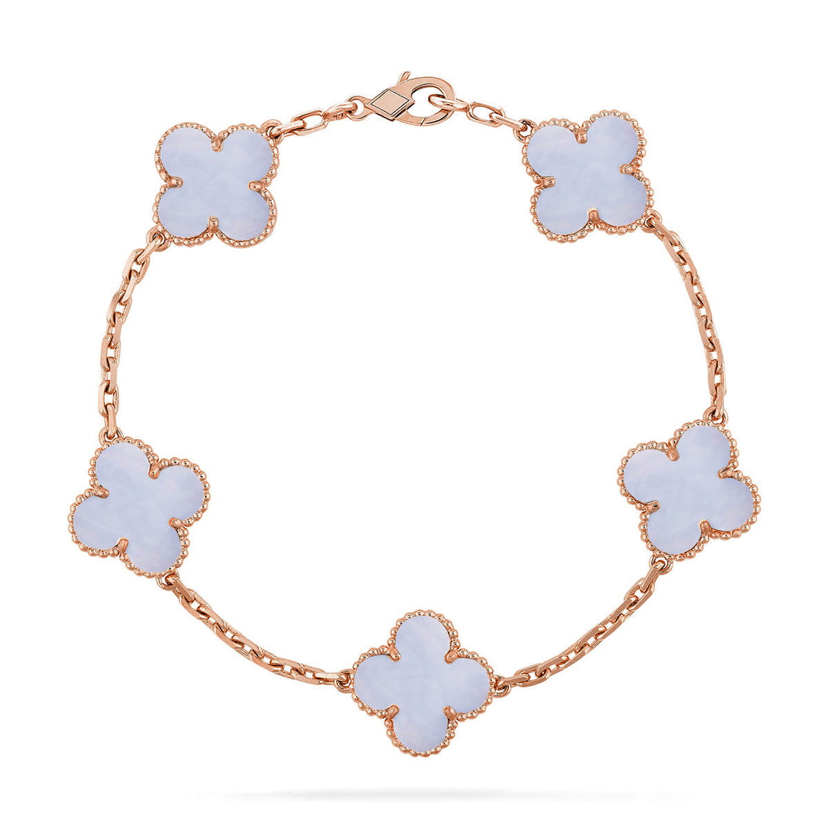 [Glow Jewelry]New  CLOVER 5 MOTIF PURPLE CHALCEDONY BRACELET COLLECTION