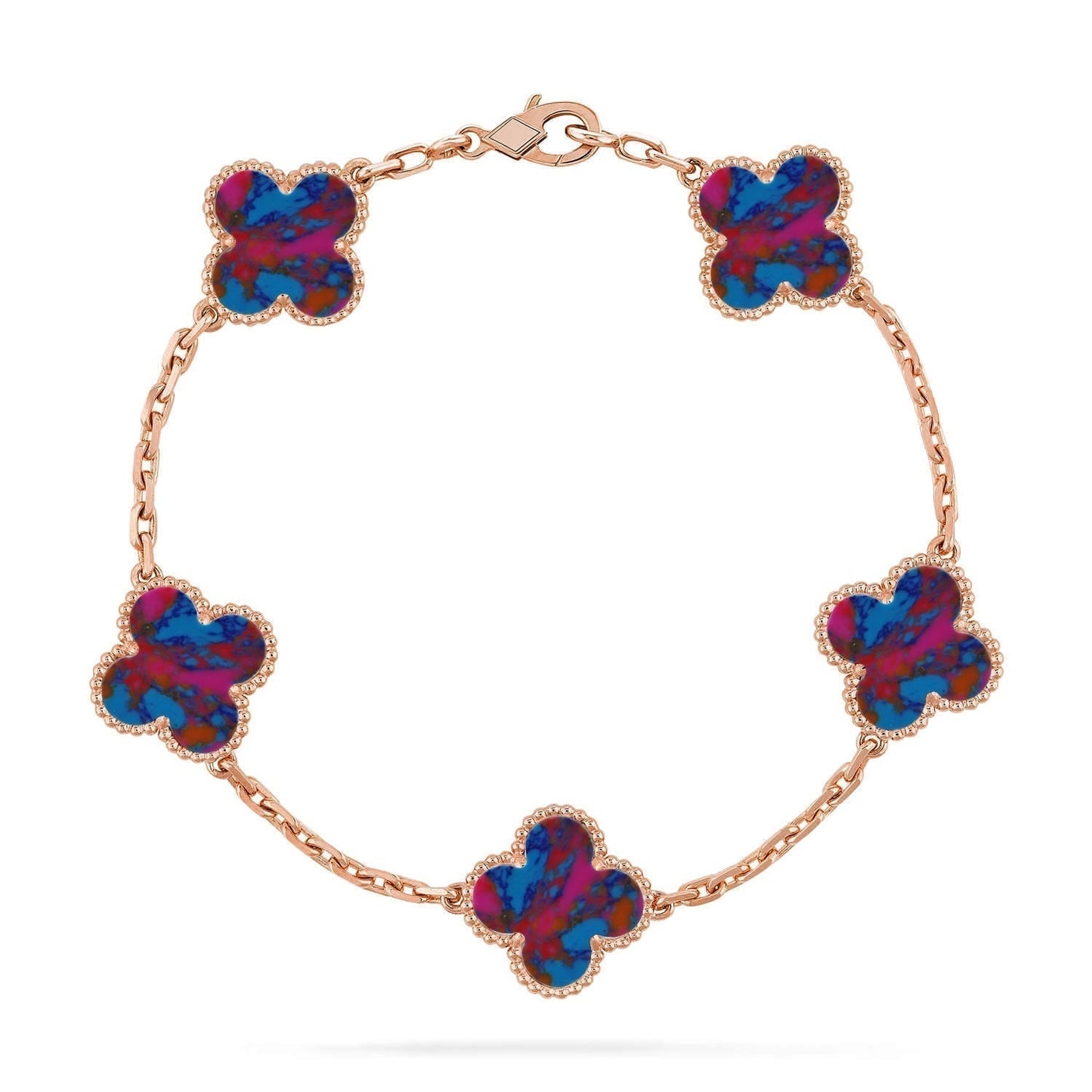 [Glow Jewelry]CLOVER 5 MOTIF COLOR GEMSTONES BRACELET COLLECTION