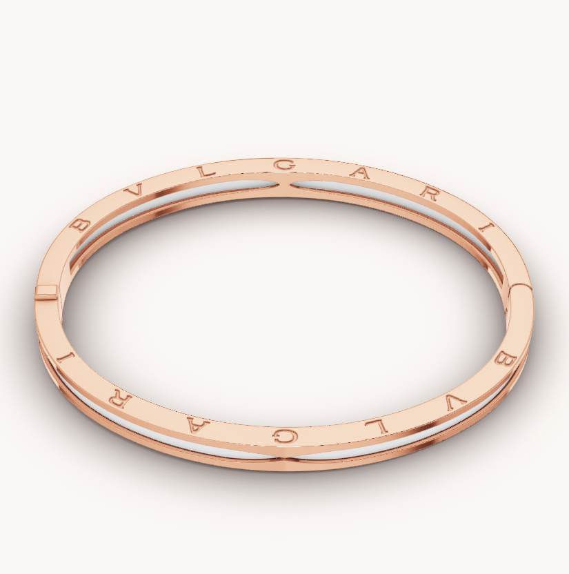 [Glow Jewelry]ZERO 1 PINK GOLD WITH WHITE CERAMIC BRACELET