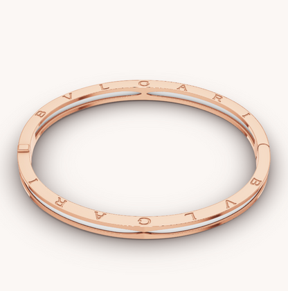 [Glow Jewelry]ZERO 1 PINK GOLD WITH WHITE CERAMIC BRACELET