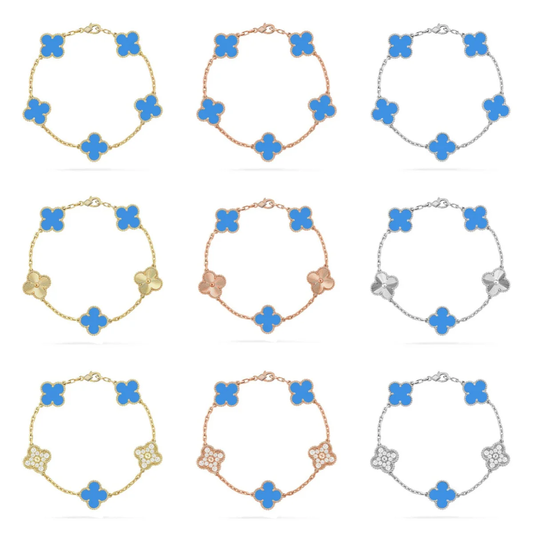 [Glow Jewelry] CLOVER 5 MOTIF BLUE AGATE BRACELET COLLECTION