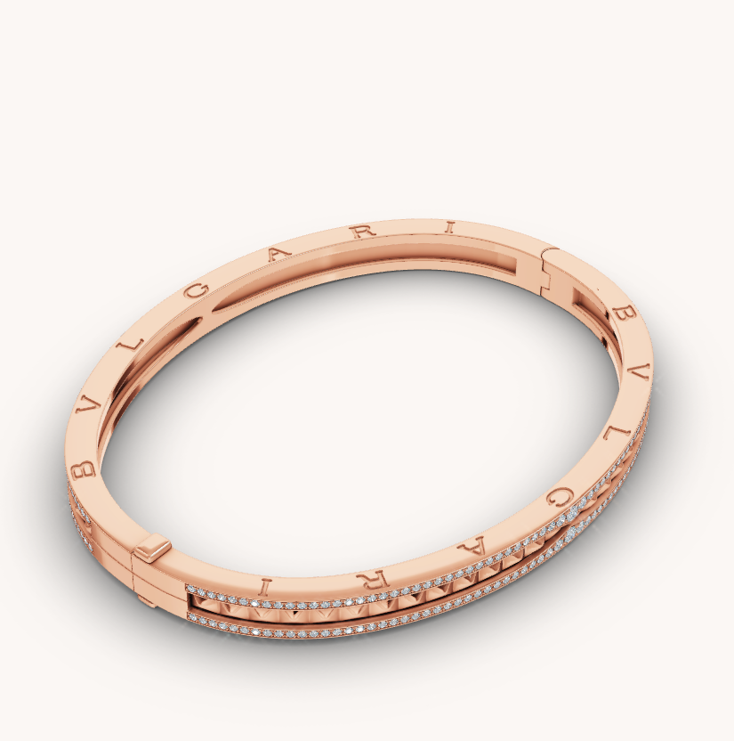 [Glow Jewelry]ZERO 1 SPIRAL AND PAVED DIAMOND PINK GOLD BRACELET