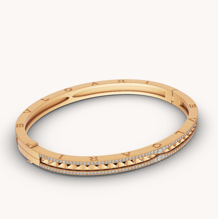 [Glow Jewelry]ZERO 1 SPIRAL AND PAVED DIAMOND GOLD BRACELET