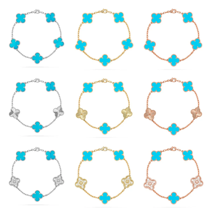 [Glow Jewelry] CLOVER 5 MOTIF TURQUOISE BRACELET COLLECTION