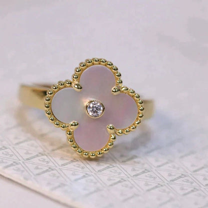 [Glow Jewelry]CLOVER PINK MOP RING GOLD DIAMOND