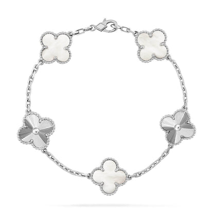 [Glow Jewelry]New CLOVER WHITE PEARL MOP 5 MOTIF BRACELET COLLECTION