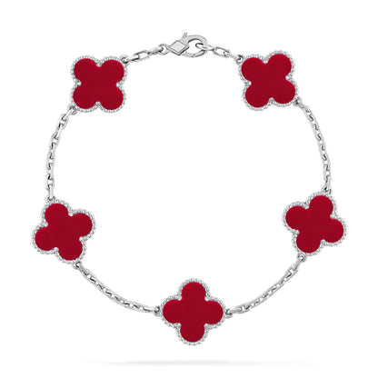 [Glow Jewelry]New  CLOVER 5 MOTIF RED CORNELIAN BRACELET COLLECTION