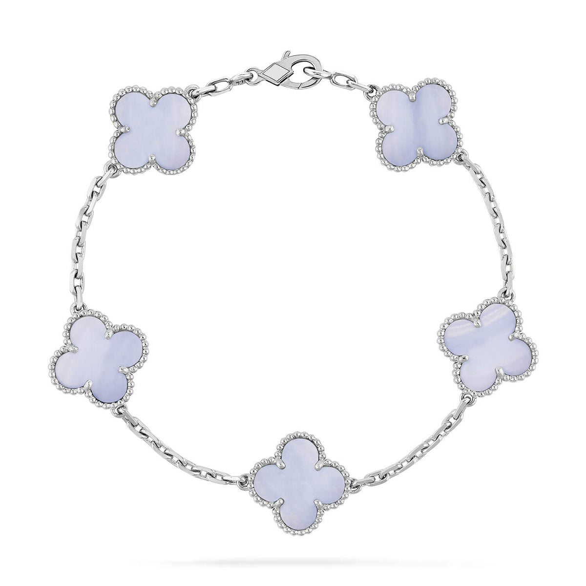 [Glow Jewelry]New  CLOVER 5 MOTIF PURPLE CHALCEDONY BRACELET COLLECTION
