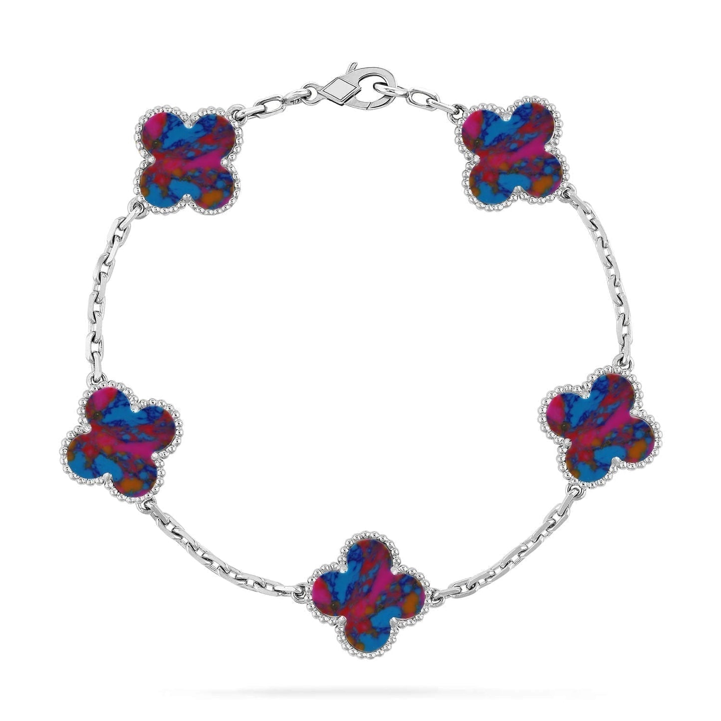 [Glow Jewelry]CLOVER 5 MOTIF COLOR GEMSTONES BRACELET COLLECTION