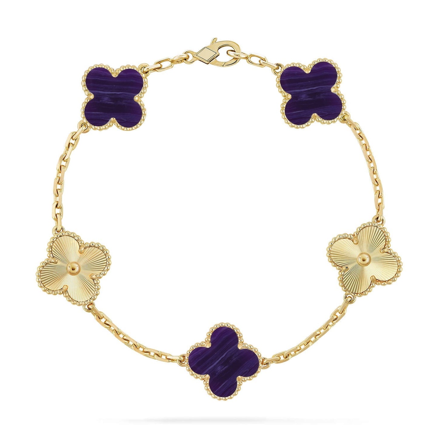 [Glow Jewelry]New CLOVER 5 MOTIF PURPLE STRIPES BRACELET COLLECTION