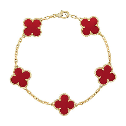 [Glow Jewelry]New  CLOVER 5 MOTIF RED CORNELIAN BRACELET COLLECTION