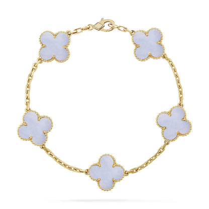 [Glow Jewelry]New  CLOVER 5 MOTIF PURPLE CHALCEDONY BRACELET COLLECTION