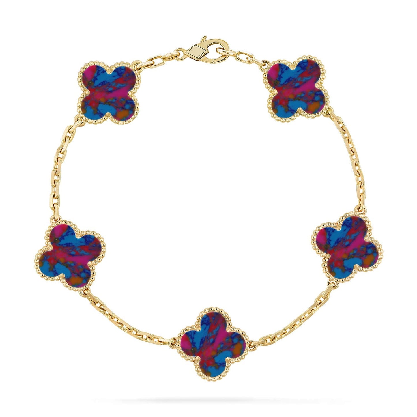 [Glow Jewelry]New CLOVER 5 MOTIF COLOR GEMSTONES BRACELET COLLECTION