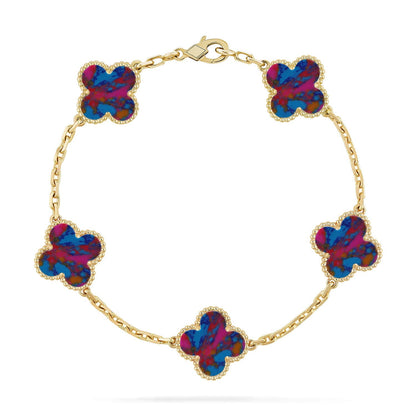 [Glow Jewelry]New CLOVER 5 MOTIF COLOR GEMSTONES BRACELET COLLECTION