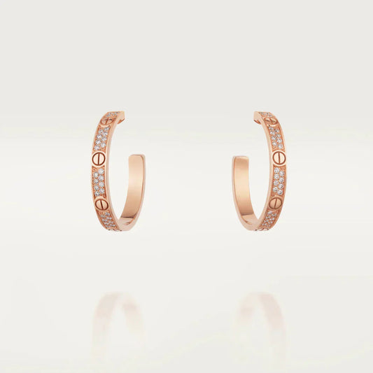 ¡®Glow Jewelry¡¯LOVE DIAMOND PINK GOLD HOOP EARRINGS