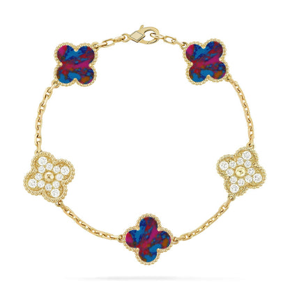 [Glow Jewelry]New CLOVER 5 MOTIF COLOR GEMSTONES BRACELET COLLECTION