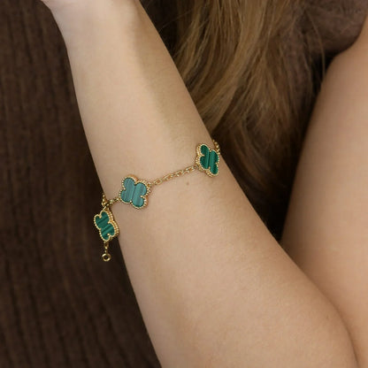 [Glow Jewelry]New  CLOVER 5 MOTIF MALACHITE BRACELET COLLECTION