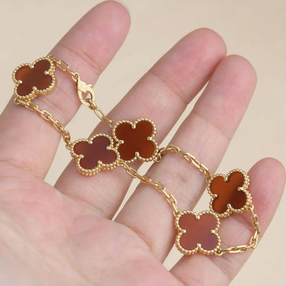 [Glow Jewelry]New  CLOVER 5 MOTIF RED CORNELIAN BRACELET COLLECTION