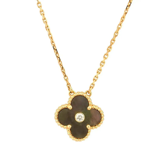 ¡®Glow Jewelry¡¯CLOVER 15MM DIAMOND AND MOTHER-OF-GREY NECKLACE
