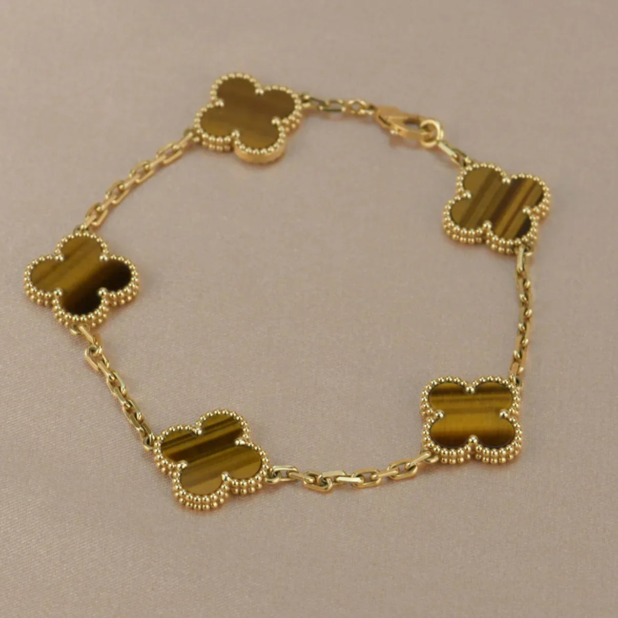 [Glow Jewelry]New  CLOVER 5 MOTIFS TIGER EYE BRACELET COLLECTION