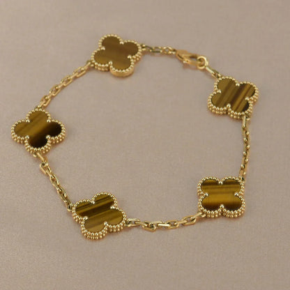 [Glow Jewelry]New  CLOVER 5 MOTIFS TIGER EYE BRACELET COLLECTION