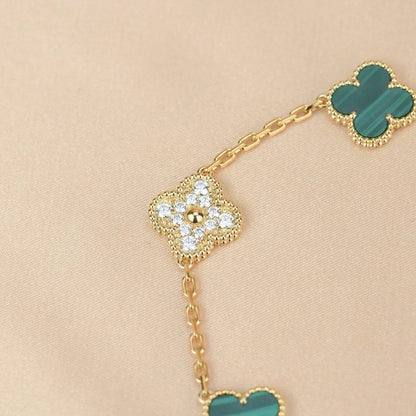 [Glow Jewelry] CLOVER 5 MOTIF MALACHITE BRACELET COLLECTION