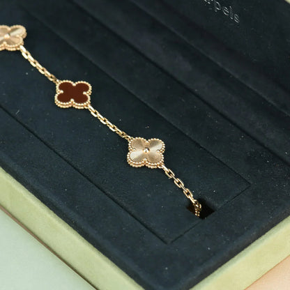 [Glow Jewelry]New  CLOVER 5 MOTIF RED CORNELIAN BRACELET COLLECTION