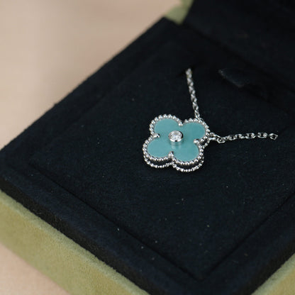 [Glow Jewelry]CLOVER 15MM DIAMOND SVRES PORCELAIN  NECKLACE SILVER
