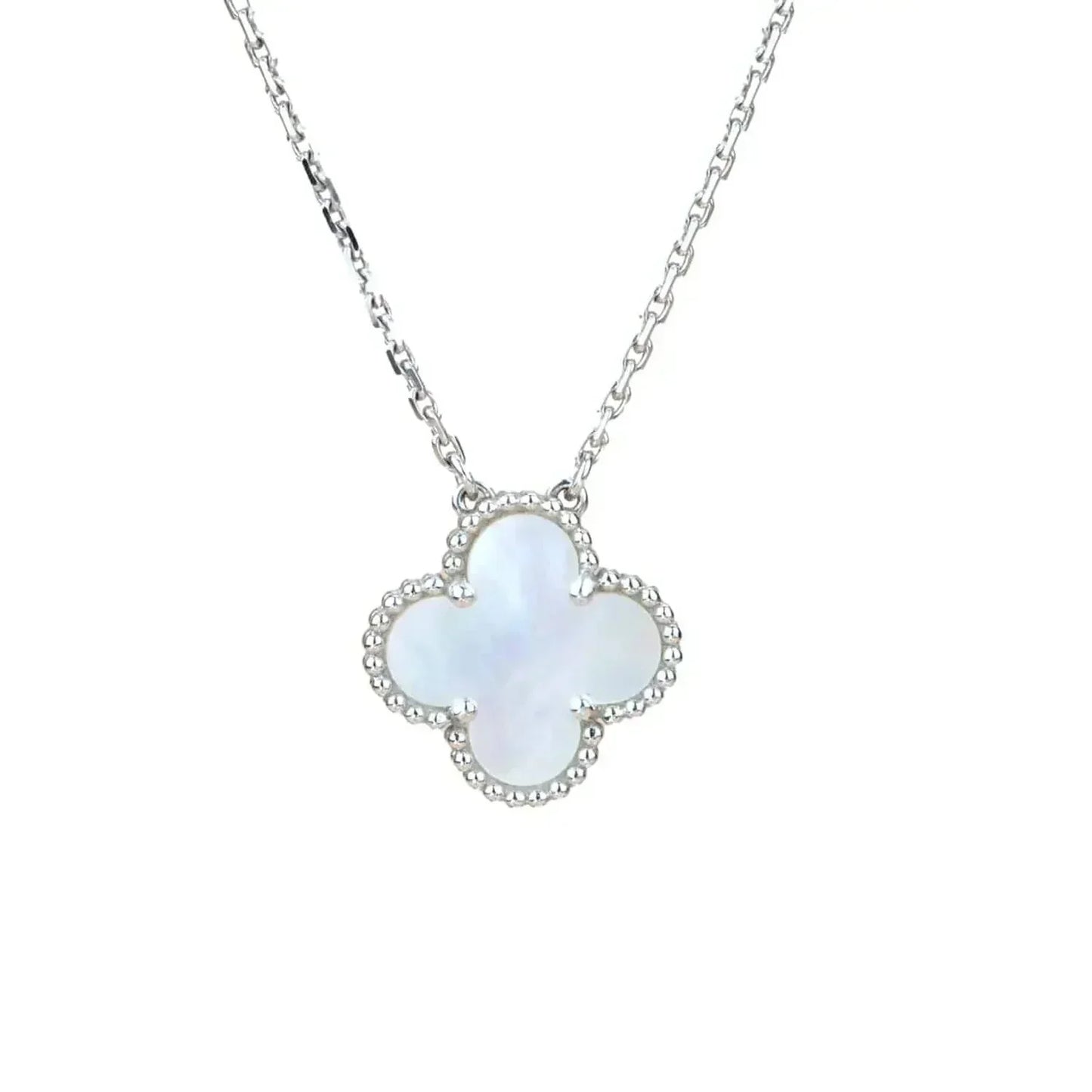 ¡®Glow Jewelry¡¯CLOVER  15MM WHITE MOTHER-OF-PEARL SILVER