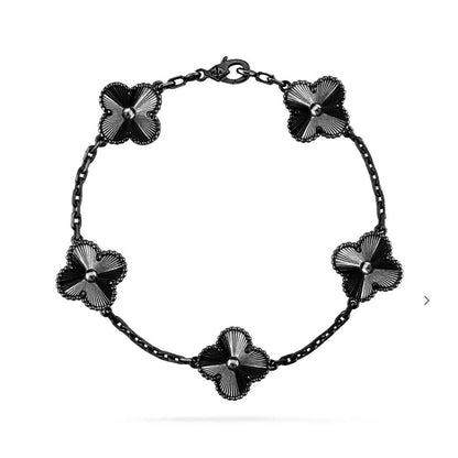[Glow Jewelry]New CLOVER 5 MOTIF BLACK BRACELET