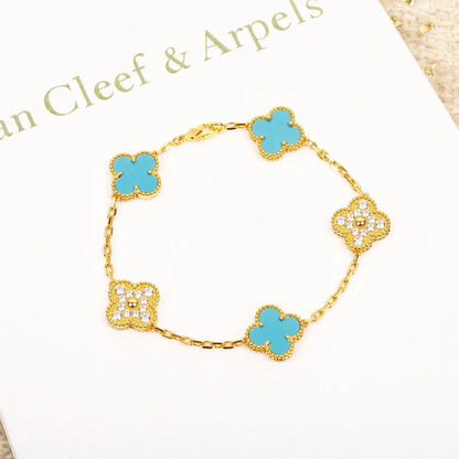 [Glow Jewelry]New  CLOVER 5 MOTIF TURQUOISE BRACELET COLLECTION