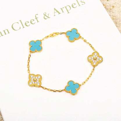 [Glow Jewelry] CLOVER 5 MOTIF TURQUOISE BRACELET COLLECTION