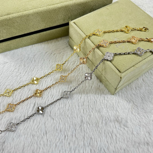 [Glow Jewelry]CLOVER 6 MOTIF DIAMOND LASER BRACELET
