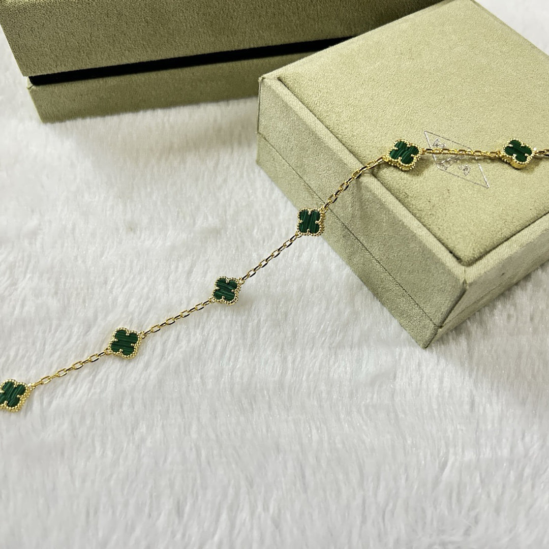 [¡®Glow Jewelry¡¯]CLOVER 6 MOTIF MALACHITE BRACELET